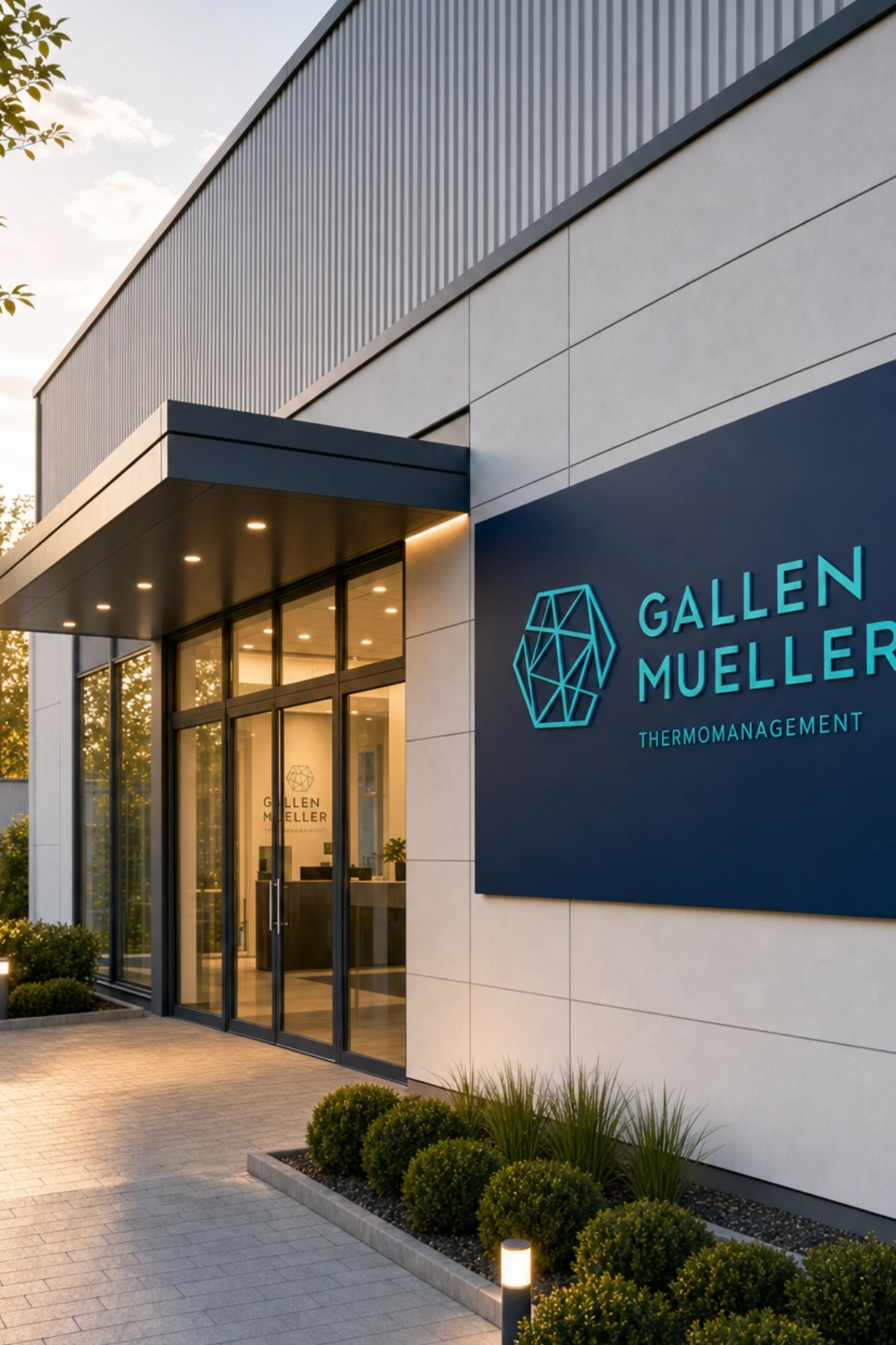 Corporate Design und Gebäudebeschriftung für Gallen Mueller Pulvermanagement – Projektreferenz der Unternehmensberatung für den Mittelstand TENOR