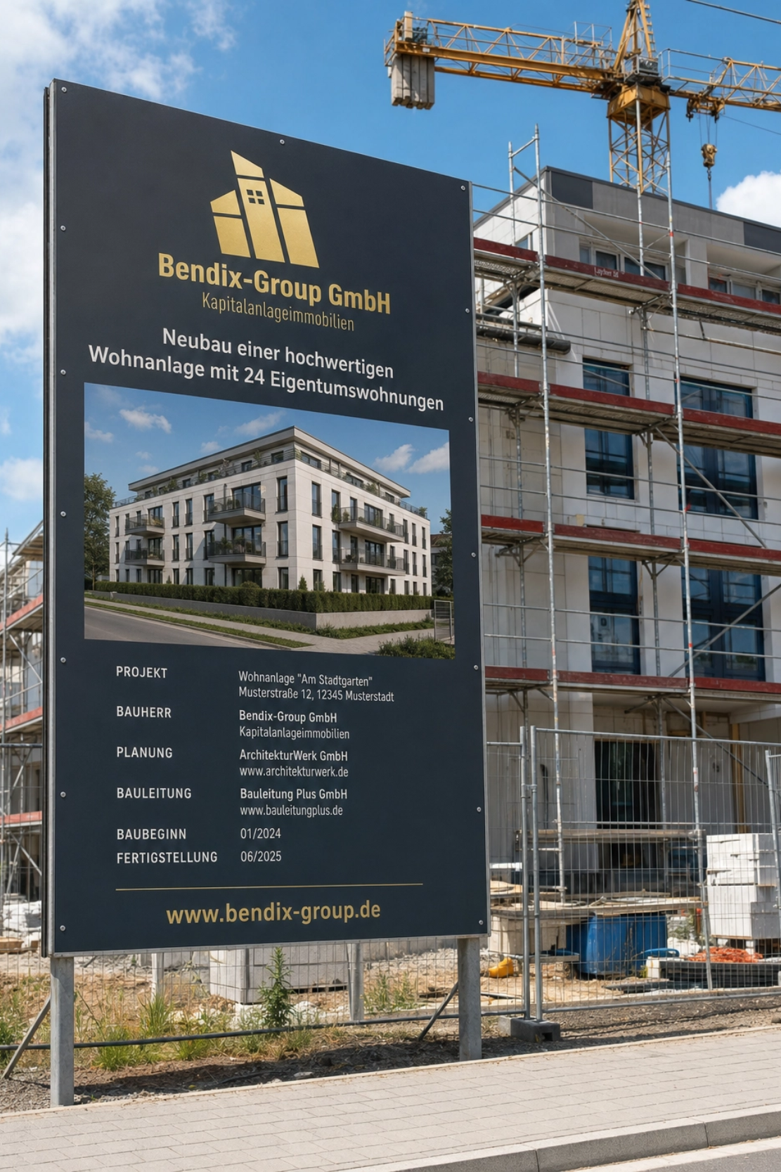 Bauschild und Immobilien-Marketing für die Bendix-Group – Projektreferenz der Unternehmensberatung für den Mittelstand TENOR